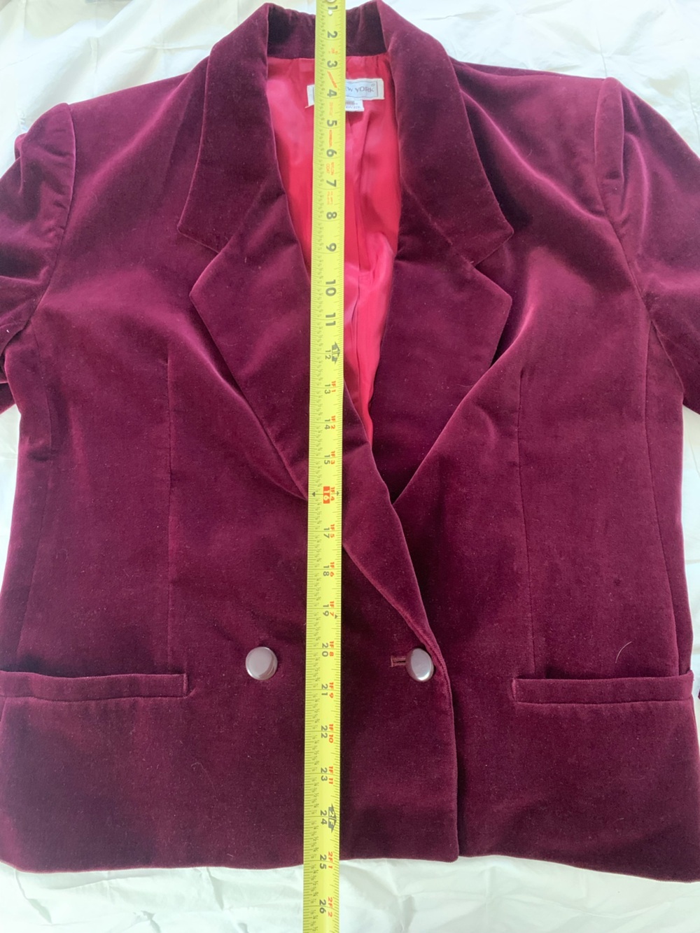 Jones New York Vintage 90s Magenta Cotton Velvet Blazer Jacket Size 10 - Picture 12 of 14